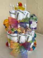 Windeltorte bunt, Baby Geschenk, Geburt, Taufe