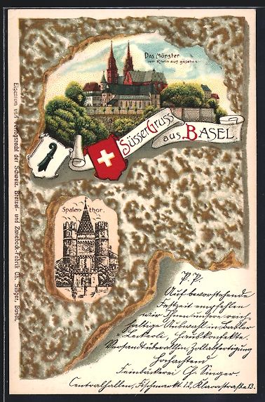 Cartes postales: Basel, Das Münster, Spalenthor u. Wappe – D'occasion à Berlin par bartko-reher