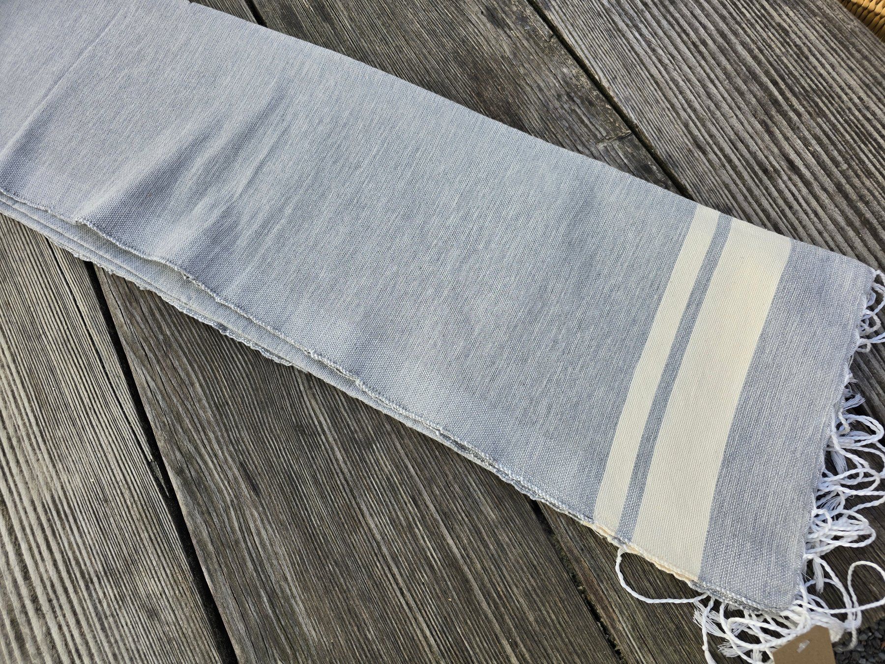 Teli da bagno: Fouta: Hammamtuch hellgrau/blanc cassé-ANGEBOT – Nuovo (secondo la descrizione) da Romanshorn venduto da Rachacha