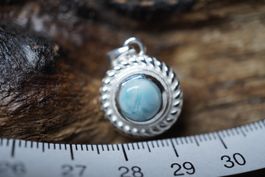 Larimar   Facettiert  Rund       Anhänger   925 Silber