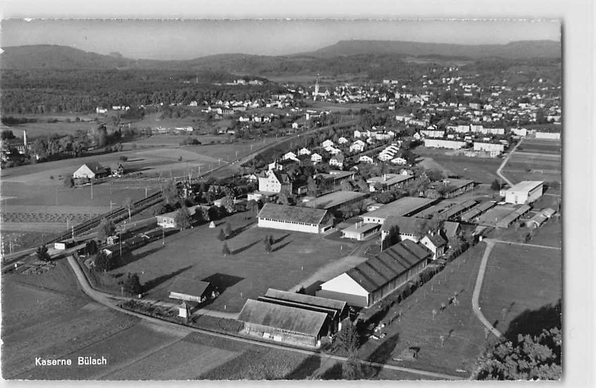 Cartoline postali: GRUSS aus BÜLACH mit Kaserne 1950 – Usato da Lufingen venduto da philatelieshop