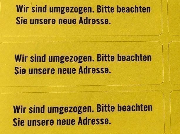 Aufkleber: Etiketten: Wir sind umgezogen – Neu und originalverpackt aus Zürich von echt01 1