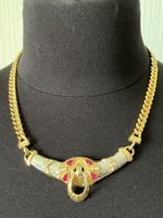 Collier vintage doré et argenté strass rouges, pat 2007, USA