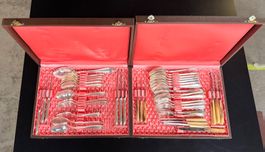 2 Vintage Besteck Sets Wellner Wuba versilbert Etui ca 30tlg
