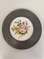 Vintage Bassano Wandteller aus Keramik in Zinnfassung