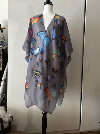 JC Sunny Fashion Grey-Multi Butterfly Kimono unique size 