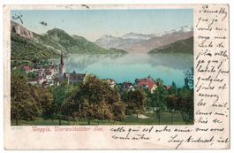 Weggis, Stempel Pension Baumen, gelaufen 1901