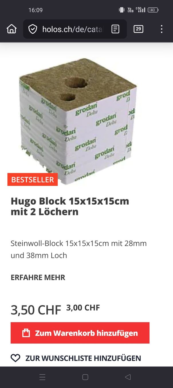 Pflanzen & Samen: Grodan Delta Steinwolleblock, gebraucht – Gebraucht aus Wetzikon ZH von SparrowJack111 1