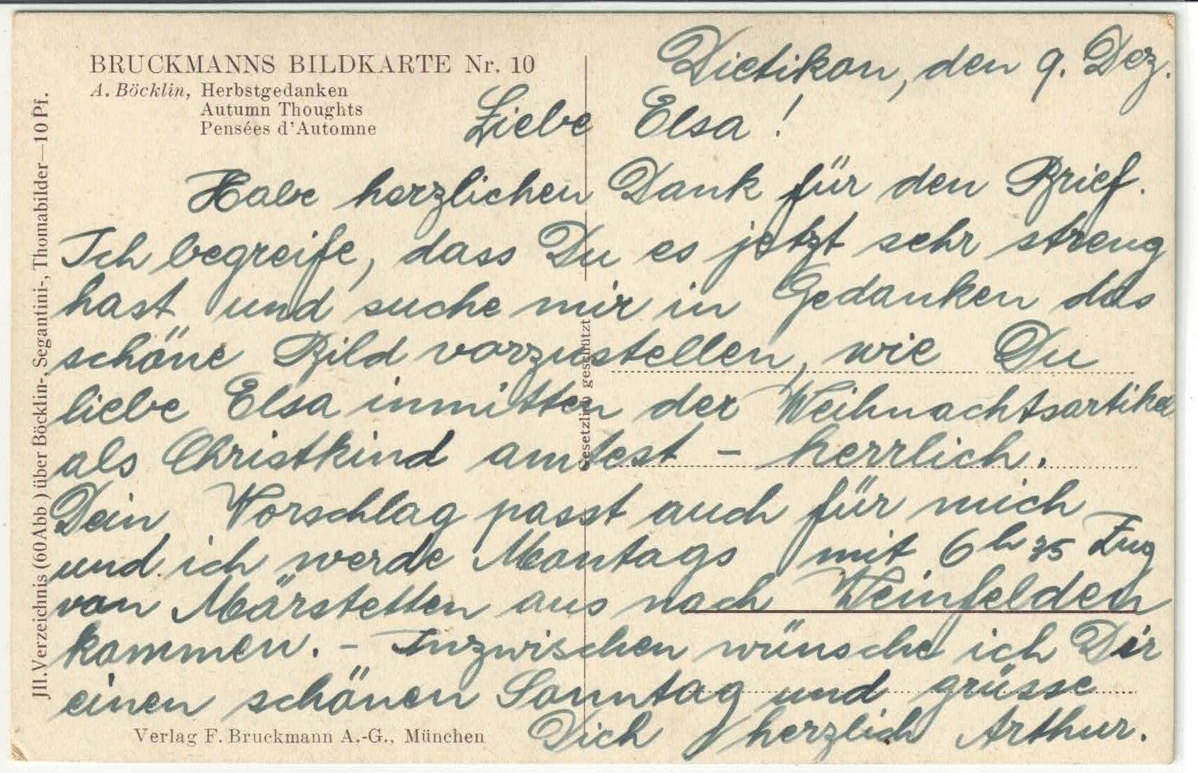 Ansichtskarten: Arnold Böcklin - Herbstgedanken – Gebraucht aus Ettingen von Kartenplanet 1