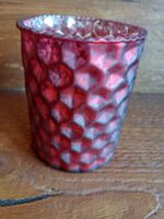 neu: rotes Teelichtglas, Windlicht, Kerzenglas, Deko!