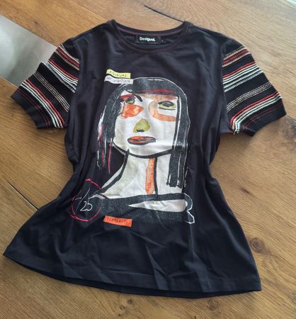 Desigual T-Shirt mit spez. Aermeln im Strickdesign Gr L, NEU