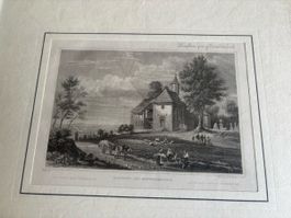 Kupferstich Kapelle bei Schwandegg gerahmt 31x26 cm