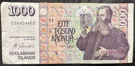 Island 1000 Kronur Banknote - Seltenes Sammlerstück!
