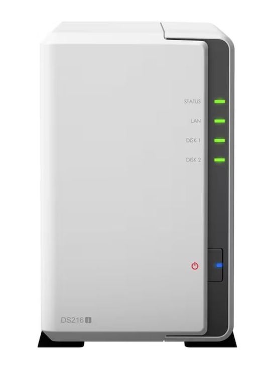 Synology DS216j 2-Bay NAS Unit With 16TB (2x8TB WD Red) - Desktop