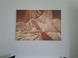 Gemälde Frau auf Leinwand signiert von V. K