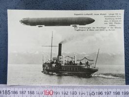 ZEPPELIN NEUES MODELL ÜBER RADDAMPFER REPRO