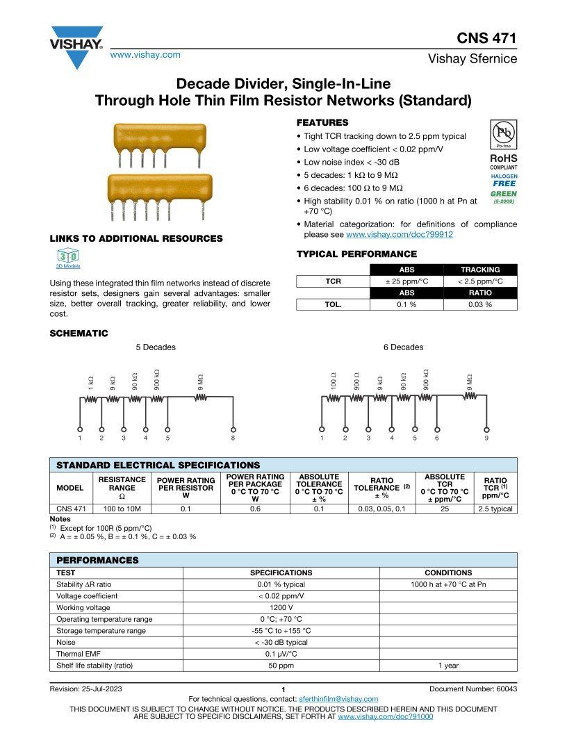 Componenti elettronici: Widerstandsnetzwerk CNS471A6 – Nuovo e nell'imballaggio originale da Wolfhausen venduto da cmos101 2