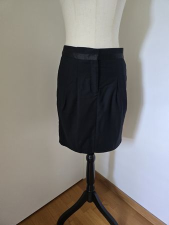 BY MALENE BIRGER Rock Schwarz Satin-Bund Gr. 36 Wolle-Mix