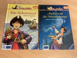 2 Leserabe Bücher: Schatzinsel & Aladin, 3. Lesestufe Top!