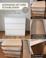 Kommode mit 3 Schubladen – Weiss – guter Zustand