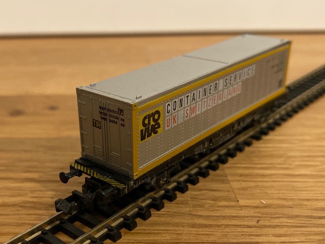 Fleischmann Modellini di ferrovie: Fleischmann 8241 Containertragwagen "Cro We Container Servic – Usato da Schlierbach venduto da Look8 2