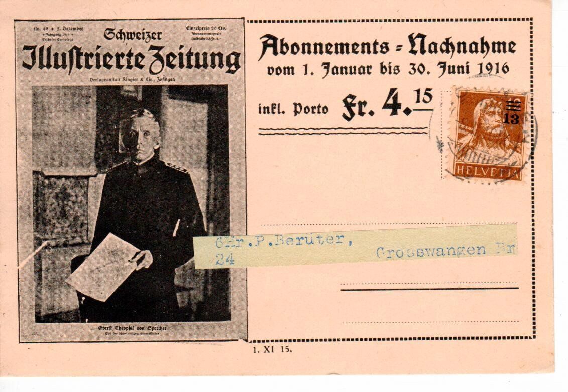 Tutti i francobolli: PK, ABO NN 1916 – Usato da Wolhusen venduto da Curver9
