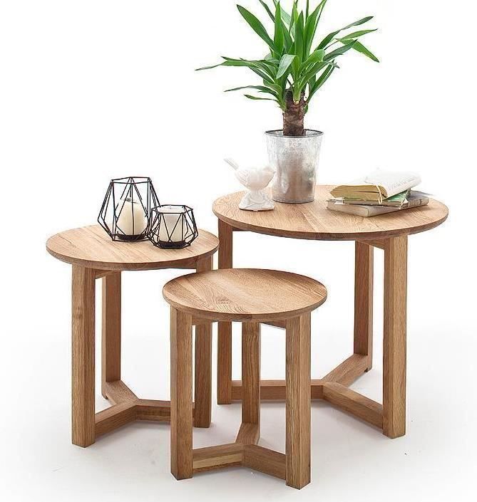Tischset: Beistelltische 3er Set Asteiche massiv – Neu und originalverpackt aus Kriens von Mikado-Geschenke 5