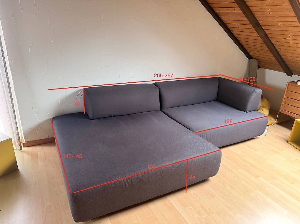 Divani: dunkelgraues, gemütliches Sofa L-Form – Usato da Zürich venduto da sarahkirsch 3