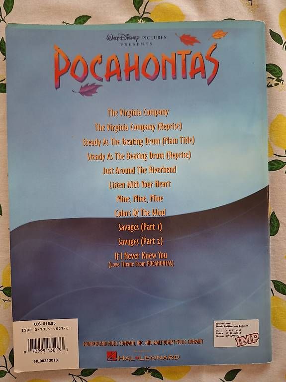 Libri: Pocahontas 1995 Disney Lieder Buch – Usato da Mägenwil venduto da reb_wr2b 4