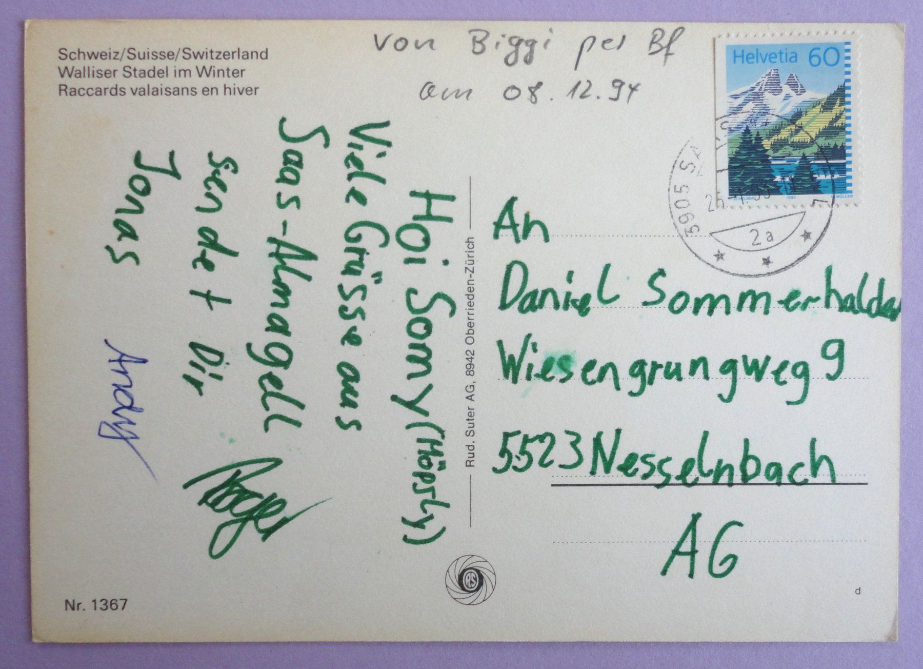 Cartes postales: Walliser Stadel im Winter – D'occasion à Fétigny par Billy2miny 1