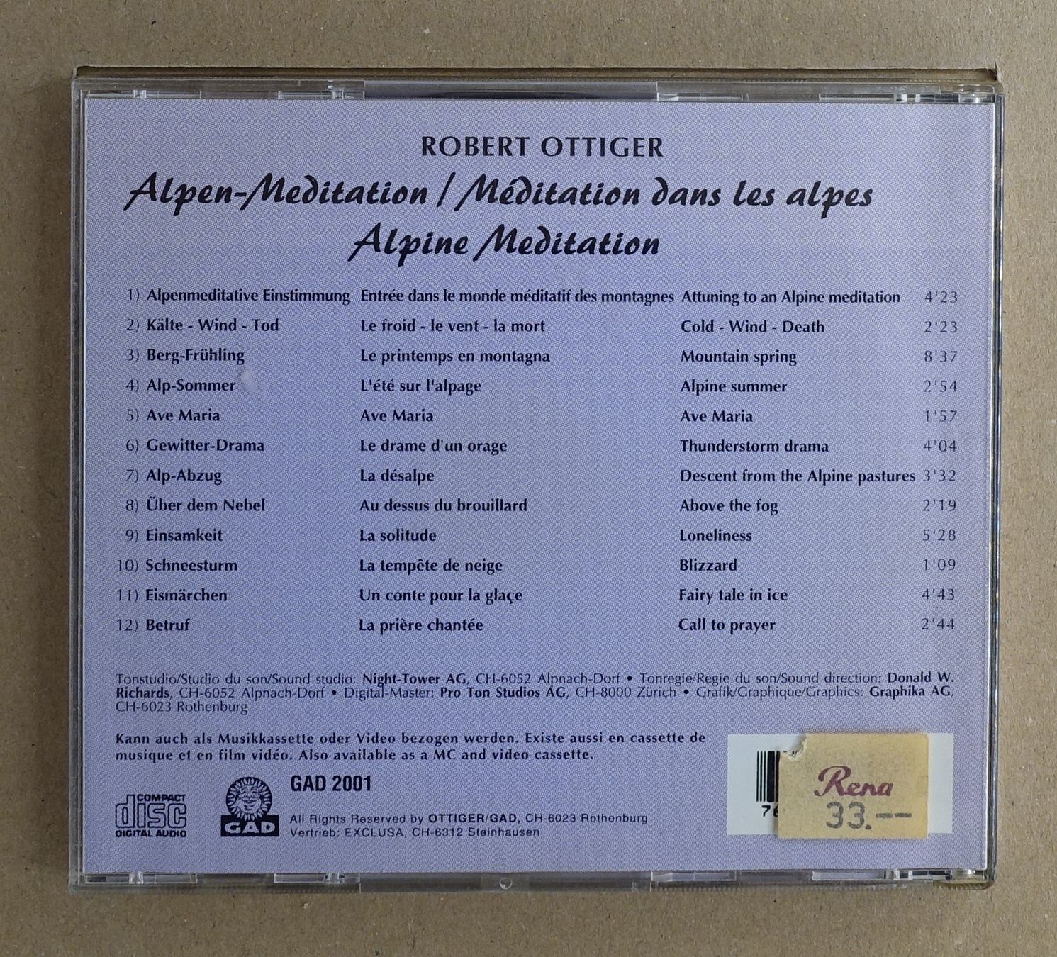 CD: Robert Ottiger - Alpen-Meditation - F15 – Usato da Sessa venduto da fraenklishop 1
