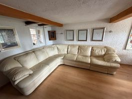 Ecksofa Leder creme mit Relaxfunktion gute Erhaltung