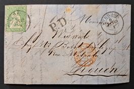 Strubel Faltbrief 26G Yverdon nach Rouen (FR)