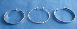 3 silberne ARMSPANGEN, NEU + ungetragen, Set B = zusammen