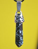 Halskette Z-196 – Säule – Schneeflocken Obsidian – ca.3,5 cm