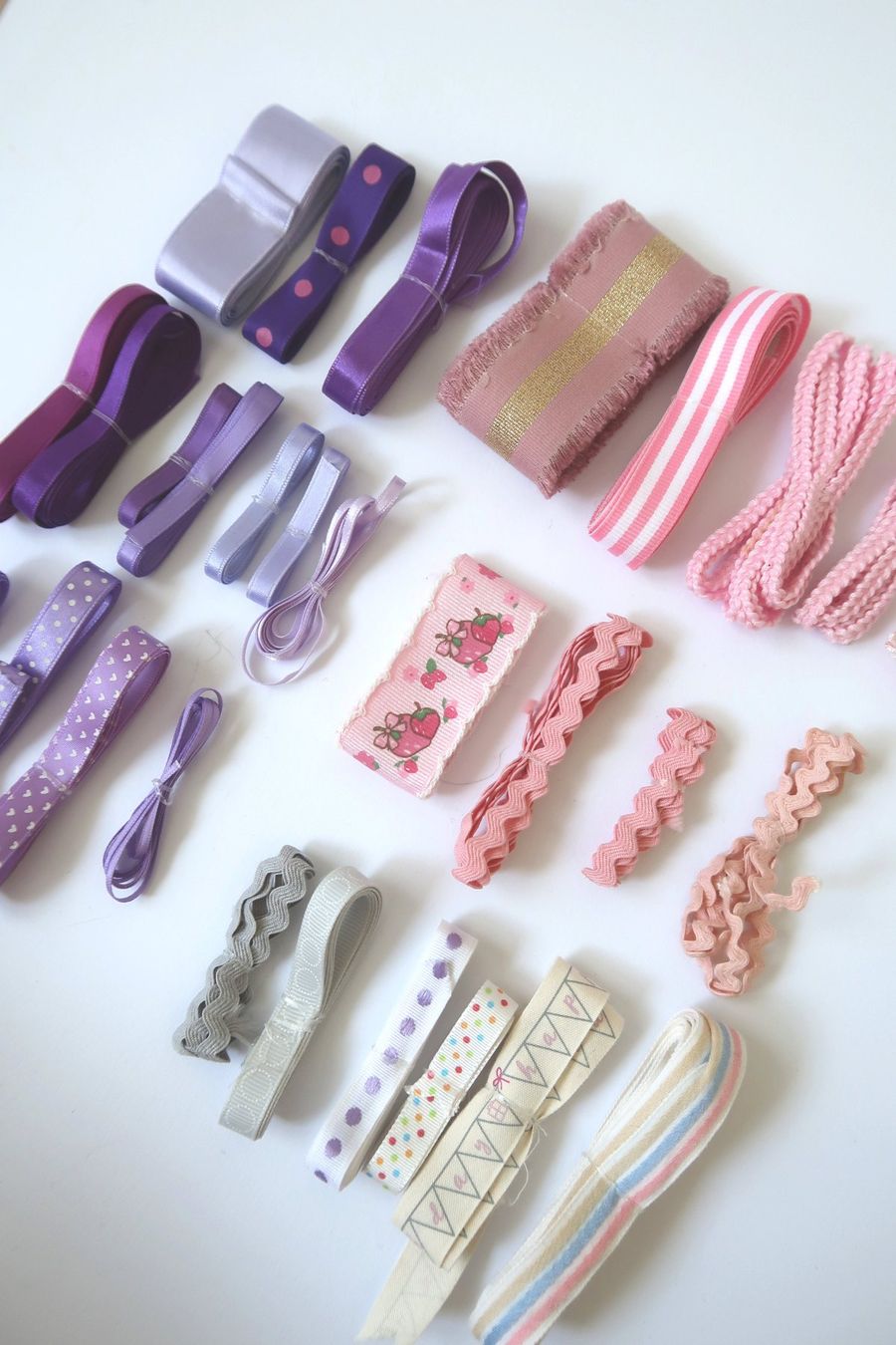 Stoffe: Lot de rubans variés - Rose, violet, gris, multicolore – Gebraucht aus Champlan von Cjayretro 3