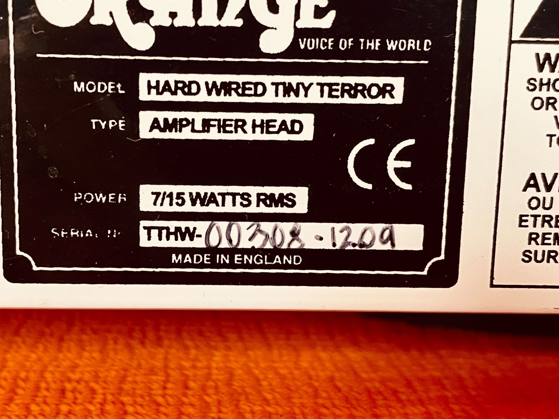Amplificatori: ORANGE Tiny Terror *Hard Wired Edition UK* / 12"/8" Bundle – Usato da Schüpfheim venduto da des_h97l 3