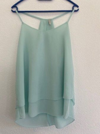 Damen Top mintgrün Grösse S Chiffon Lagenlook