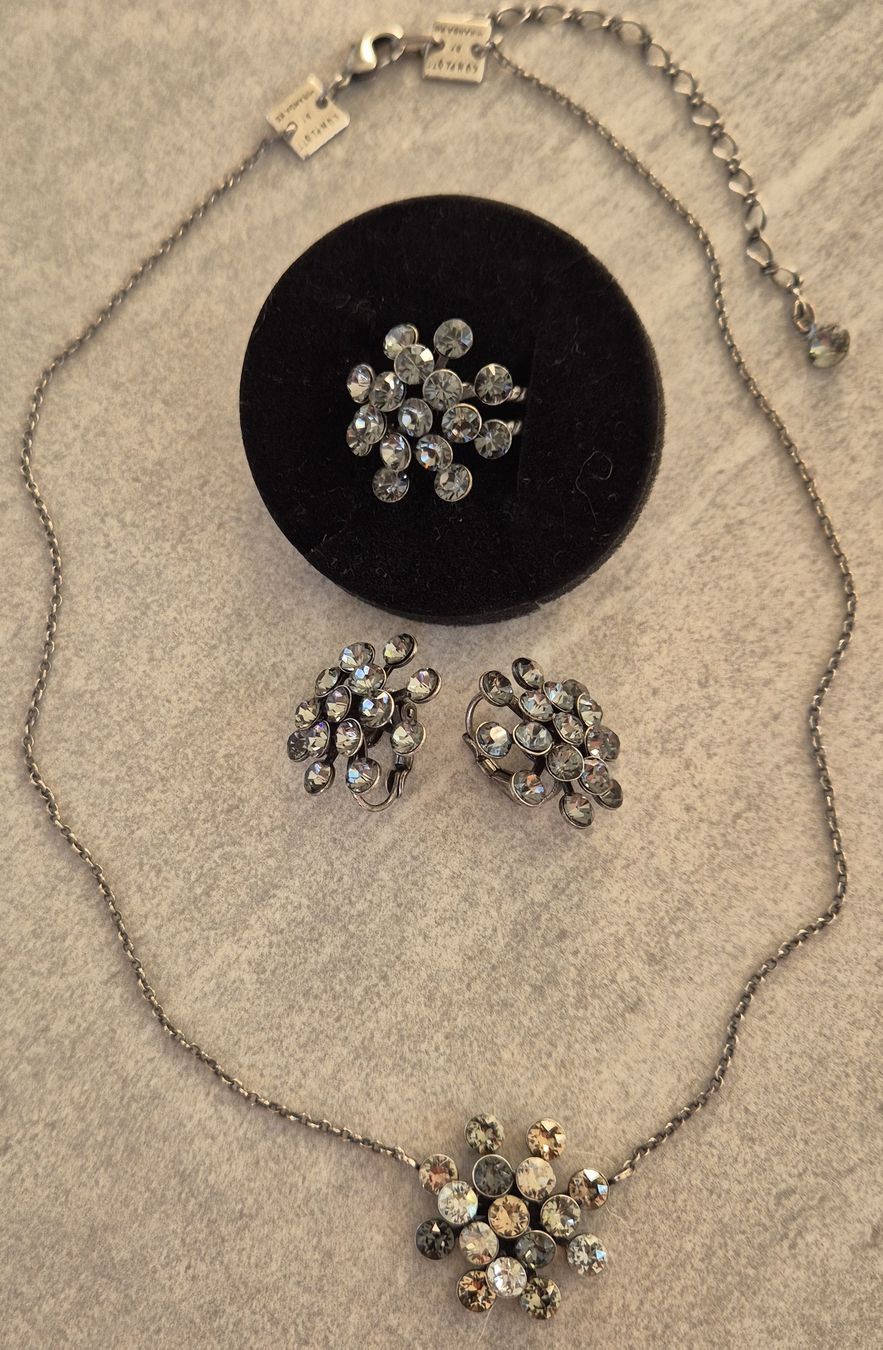 Altri gioielli: Schmuckset Kette & Ohrringe, Ring, Strass, grau – Nuovo (secondo la descrizione) da Rothenfluh venduto da cfb_rf75