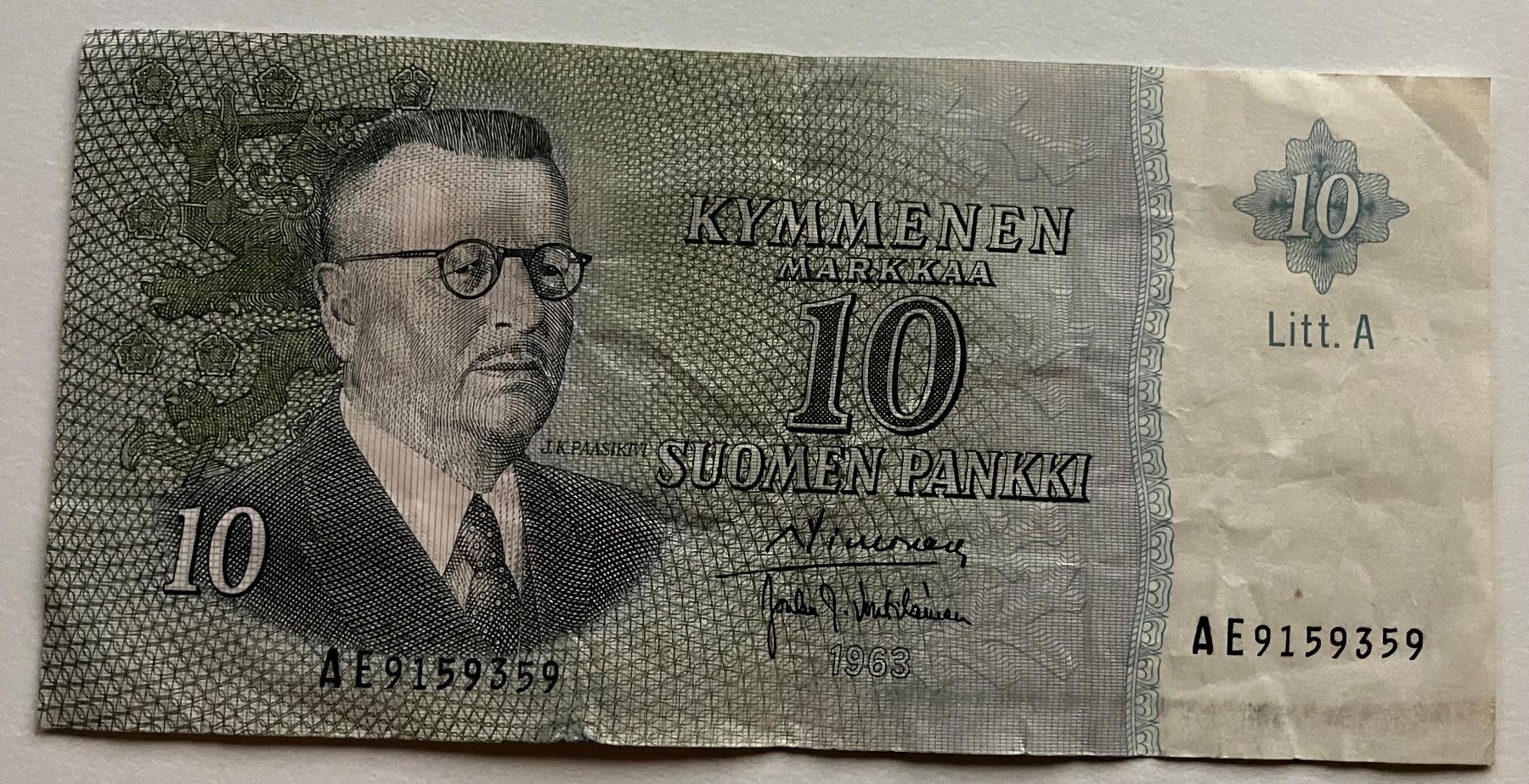 Banconote: Finnland 10 Markkaa 1963 – Usato da Algetshausen venduto da Carrhard