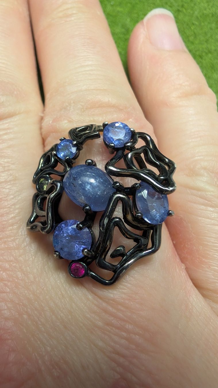 Anelli: Designer Künstler Ring. Silber mit Edelsteinen – Usato da Untervaz venduto da Lyraia 7
