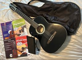 Gitarre c.Giant/Gitarrenfusstritt/Letnhefter mit CD‘s 