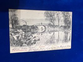 Zürichhorn Zürich, alte Ansichtskarte, Brücke, Postkarte ...