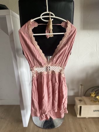 Sommerkleid rosa Grösse S Spitze Häkeldetail