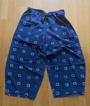 Tulsi India Hose Blau Handprint Baumwolle Sommerhose
