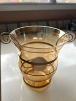 Elegante Glasvase Amber mit Goldrand, Deko-Objekt für Frü...