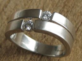 Ring doppelt Silber 925 + MP weisse Steine Gr. 57
