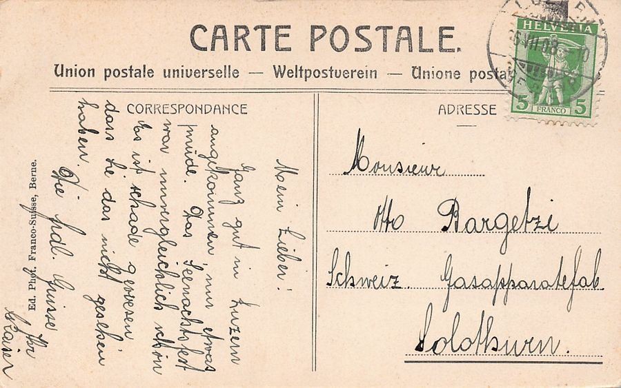 Cartoline postali: Luzern, Englische Kirche, gelaufen 1908 – Usato da Frauenfeld venduto da POML 1