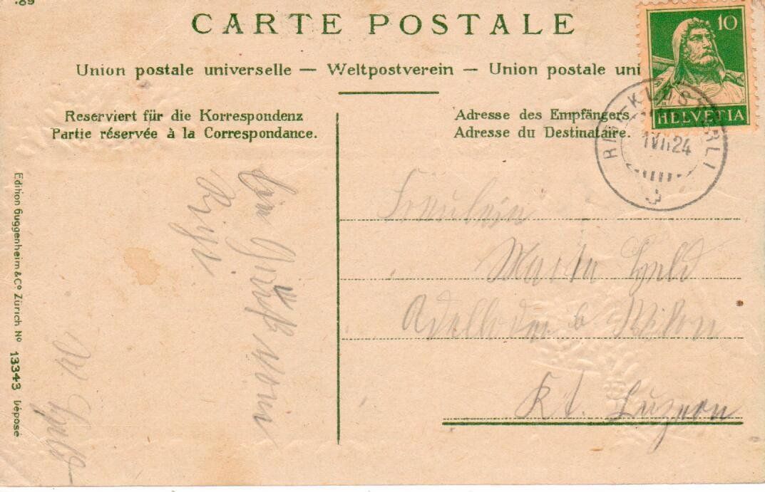 Cartoline postali: Rigi Klösterli 1924 – Usato da Wolhusen venduto da Curver9 1