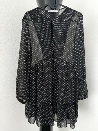Kleid von Zara Gr. M schwarz mit weissen Punkten